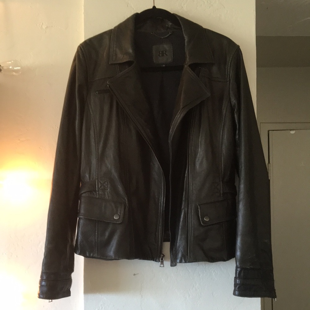 Banana Republic leather moto jacket, size large